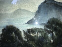Rare!!! István Élesdy: capri 1939. Pastel paper with the artist's date at the bottom.