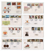 Stamp fdc first day 8 English prides 1974 - 1985