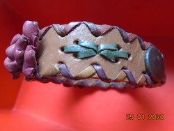 Handmade floral colorful leather bracelet with patent clasp