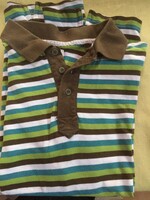 Short-sleeved collared, striped men's T-shirt, size L