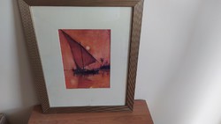 (K) level painting (bradford?) Ship with frame 51x63 cm