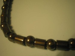 N8 Gyógyhatású antik valódi hematitkő nyaklánc gyöngysor golyó+henger ritkaság  46 cm ajándékozható