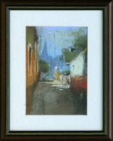 Ede Pósa: Quiet street - framed: 35x29 cm - artwork size: 21x15 cm - 169/732