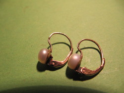 14 Karat (14k) antique Hungarian gold (fox mark) earrings pearl decoration 1 gram