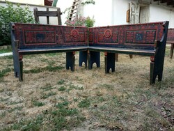 Hartai, hand-painted corner bench - peasant furniture, early 1900s