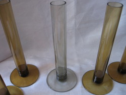 7 glass vases with threaded test tubes, also for wine decanters