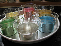 Retro  Rockabilly jénai teás poharak színes alumínium  tartóban ,tálcával 50-es évek