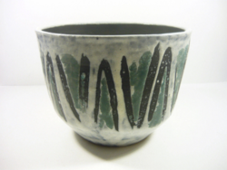 Gorka livia, retro 1960 with black and green motif 20.1 Cm artistic ceramic pot, flawless! (G048)