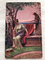 Antique, old romantic postcard - 1916 -5.