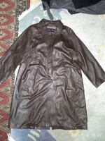 Elegáns L?-es hosszú valódi bőr kabát vintage bőrkabát klasszikus fazonnal
