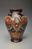 Antique Ungvár vase, with typical buttercup decoration, 1900s, height 26 cm.
