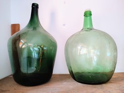 20L Régi zöld borosüveg, ballon és 20L palack