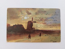Régi képeslap 1905 levelezőlap tájkép malom