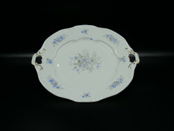 Zsolnay kék virágmintás - fogantyús tányér / kínáló