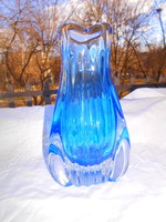 Josef Hospodka Modern  súlyos vastag cseh üveg váza-20 cm