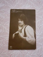 Régi Mignon képeslap 1916 női fotó levelezőlap