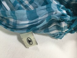 Tom tailor fashion scarf, blue and white checkered, crumpled material
