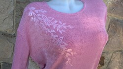 Very pretty pink flower pattern sweater-blouse-women's top xxl