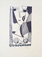 István Károly Szász 1909-1979 graphics, ink drawing, without frame, dated 1973