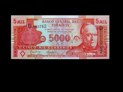Unc - 5000 guaranies - Paraguay - 2005 (with the image of Don Carlos Antonio Lopez)