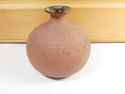 Old retro German ceramic vase with inscription, marking at the bottom
