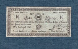 10 Ezüst  Krajczár 1849. Agusztus 1 Buda ( OFEN) Almásy bankó