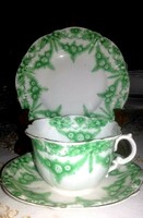 ANGOL REGGELIZŐ TRIO - csésze csészealj süteményes - tojáshéj porcelán - Art&Decoration