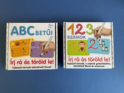 2 db ABC és 123 Gyerek fejlesztő kártyák filccel szivaccsal