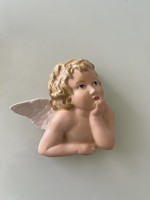 Nagyon szép fényes és biszkvit porcelán puttó, falra akasztható.