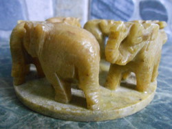 Füstölőtartó faragott zsírkő indiai elefánt kör alakú 8*3,5 cm