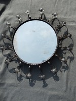 73 cm diameter wrought iron mirror with lamp