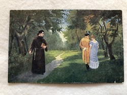 Antique, old romantic postcard - postal clean -5.