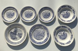 Gyönyörű régi jelenetes kék tányérok