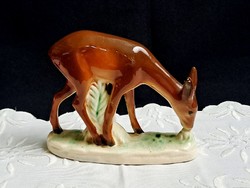 Cute pasture ceramic deer 14 cm