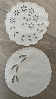 2 beautiful madeira small round tablecloths-14cm