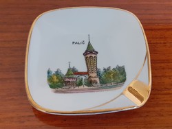 Retro emléktárgy Palič feliratos porcelán Palics fürdő emlék relikvia mini hamutartó