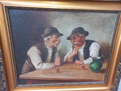 Ott Zoltán (1881-? Old drinking buddies oil, canvas with expert opinion