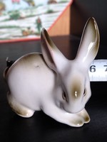 Gyönyörű kis méretű Zsolnay porcelán nyúl nyuszi