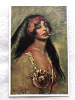 Antique, old postcard - small print - study head - post clean -5.