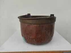 Antique kitchen copper cauldron heavy vessel red copper decorative kettle with iron handle 760 6908