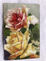 Antique chatarina klein floral postcard - post clean -5.