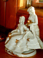 Antique sitzendorf baroque fairy-tale porcelain pair - snow white-gold 1890-1900 - art&decoration