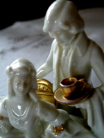 Antique sitzendorf baroque fairy-tale porcelain pair - snow white-gold 1890-1900 - art&decoration