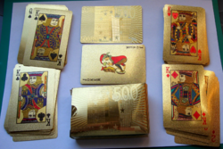 Plasztik francia kártya csomag – 500 Euros hátlap mintával – Arany színű - 52+2 lap