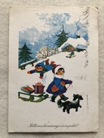 Régi Karácsonyi rajzos képeslap - Tomaska Irén rajz                           -5.
