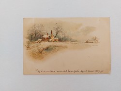 Régi képeslap 1900 levelezőlap havas táj