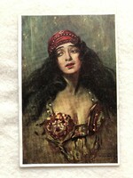 Antique, old postcard - small print - study head - post clean -5.