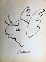 Pablo Picasso - Szárnyas bika, eredetiségi levél!