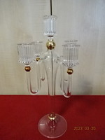 Five-branch blown candle holder, gold-plated, height 32 cm. Jokai.