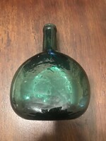Thick glass bottle, in undamaged condition. Dark green. 19X16 cm